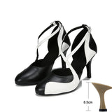 Two-color Dance Shoes Pointed Toe Latin Modern Jazz Dancing Women Sandals Summer Indoor Soft Bottom Practice MartLion White Heel 8.5cm 39 
