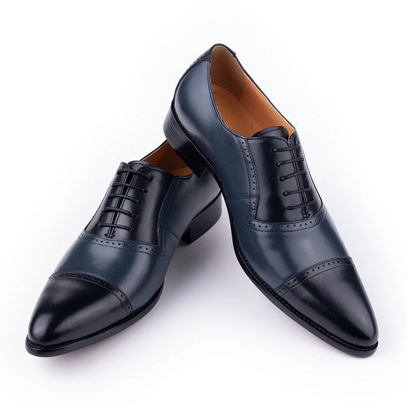 Versatile Lace-Up Dress Shoes Formal Office Casual Breathable Men's Suit Footwear Oxford Style Design MartLion black blue 39 