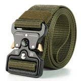 Genuine tactical belt quick release outdoor military belt soft real nylon sports accessories men's and women black belt Mart Lion Compass green China 125CM