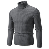 Men's Turtleneck Sweater Casual Knitted Sweater Warm Fitness Pullovers Tops MartLion dark gray M (55-65KG) 