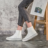 Casual Canvas Shoes with Inner Zipper Rubber and Hand Painted Small White Women Sneakers MartLion   
