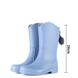 Women Rainboots PVC Waterproof Rubber Rain Boots Female Non-slip Wear-resistant Knee-high Water Shoes MartLion blue middle 36 