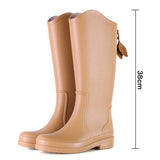 Women Rainboots PVC Waterproof Rubber Rain Boots Female Non-slip Wear-resistant Knee-high Water Shoes MartLion Khaki high 36 