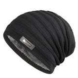 Unisex Fur Lined Beanie Hat Keep Warm Winter Hat Thick Soft Stretch Hat For Men's And Women Winter Cap MartLion Black 55cm-60cm 