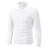Men's Turtleneck Sweater Casual Knitted Sweater Warm Fitness Pullovers Tops MartLion white M (55-65KG) 