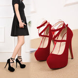 Women's Shoes Flock High Heels Pumps Pointed Toe Classic Red Ladies Wedding Office Pumps Black Heels Mart Lion   