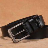 Vintage Pin Buckle Men's Belt Cow Genuine Leather Luxury Strap Belts Jeans Mart Lion P15-Black China 100cm 28to29Inch