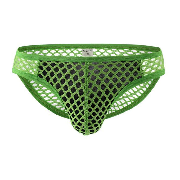 Men's Underwear Ropa Interior Hombre Underpants Perspective Gay calzoncillos hombre big mesh slip hombre briefs Mart Lion Green S 