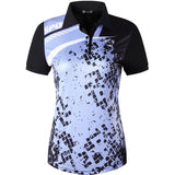 jeansian Women V-Neck Design Summer ShortSleeve Casual T-Shirt Golf Tennis Badminton Polo Mart Lion SWT328-Black US S China