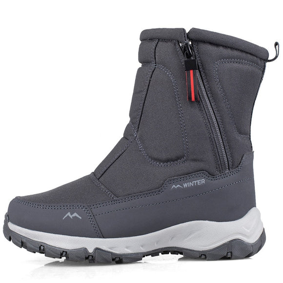 Winter Shoes Men Super Warming Plush Snow Boots Side Zipper Outdoor Casual Short Resistance Men's Hiking Mart Lion Dark Grey 36 