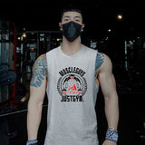 Muscleguys cotton sleeveless shirt tank top men's fitness shirt gym bodybuilding workout gym singlet vest Mart Lion Gray M 