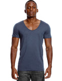 Scoop Deep V Neck T Shirt for Men's Low Cut Vneck Wide Vee Top Tees Invisible Undershirt Slim Fit Short Sleeve Mart Lion Blue S 