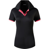 jeansian Women V-Neck Design Summer ShortSleeve Casual T-Shirt Tee Shirts Tshirt Golf Tennis Badminton Polo SWT325 Pink Mart Lion SWT325-BlackRose US S China