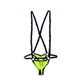 Men's Underwear Underpants Gay Bodysuit Mesh Breathable Thong Transparent Sissy Lingerie Tanga Hombre Mart Lion Fluorescent Green M 