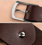 Real Cow Genuine Leather Belt Men's Cowboy Cowskin Pin Buckle Waist Belts for Jeans Mart Lion   