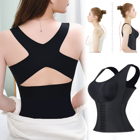 Women Reducing Girdle Posture Corrector Bra Seamless Underwear Slimming Belly Sheath Cross Back Tank Tops Body Fitness Vest Mart Lion   