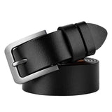 Genuine Leather Belt Men's Casual Metal Pin Detachable Buckle Straps Belt Ceintures Jeans Belts Mart Lion Black 140cm(waist120-125cm 