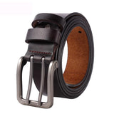 Men's Real Genuine Leather Belt for Jeans Metal Double Pin Metal Buckle Straps Belt Brown Mart Lion Auburn 105cm(waist85-90cm 