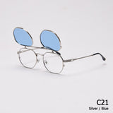 Vintage SteamPunk Style Polarized Tint Ocean Lens Sunglasses Flip Up Clamshell Design Oculos De Sol S31610 Mart Lion C21 Silver Blue  