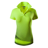 jeansian Women Casual Short Sleeve T-Shirt Tee Floral Print Polo Shirts Golf Polos Tennis Badminton Mart Lion SWT251-Green US S China
