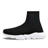 Classic Black Socks Runing Shoes Men's High Sock Trainers Women Slip on Couple Casual Shoes Lightweight Sneakers basket homme Mart Lion 7008 balck white 35 