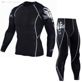 Thermal underwear set Men's clothing Compression sports Quick-drying jogging suit Winter warm MMA Mart Lion Purple XL 