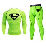Winter Sports Fitness Clothing Long Johns Men's 2-pc/Set Warm Shirt Leggings Thermal Underwear Track Sport Suits Jogging Suit Mart Lion light green 1 L 