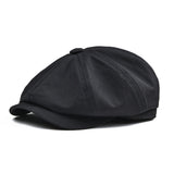 Newsboy Cap Men's Twill Cotton Hat 8 Panel Hat Baker Caps Retro Gatsby Hats Casual Cap Cabbie Apple Beret Mart Lion Black 57cm 
