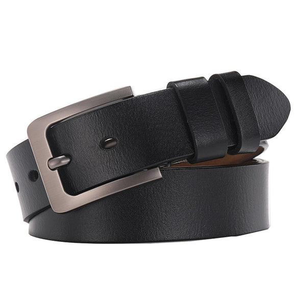Genuine Leather Belt Men's Vintage Alloy Letter Pin Buckle Long Larfe Male Belts Waist Strap Mart Lion Black A 105cm(waist85-90cm 