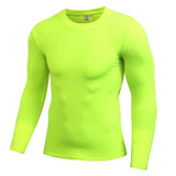 Men's Compression Under Base Layer Top Long Sleeve Tights Sports Rashgard Running Gym T Shirt Fitness Mart Lion Green S 