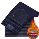 Winter Me Warm Slim Fit Jeans Thicken Denim Trousers Fleece Stretch Pants Black Blue Mart Lion Fleece Black blue 28 China