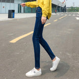 Women Thermal Jeans Stretch High Waist Winter Plush Warm Oversized Jeans Lady Skinny Pants Students Pencil Trousers Mart Lion   