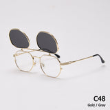 Vintage SteamPunk Style Polarized Tint Ocean Lens Sunglasses Flip Up Clamshell Design Oculos De Sol S31610 Mart Lion C48 Gold Gray  