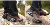 Blue Hiking Boots Men's Leather Trekking Sneakers Non-slip Anti-shock Climbing Shoes Mart Lion   
