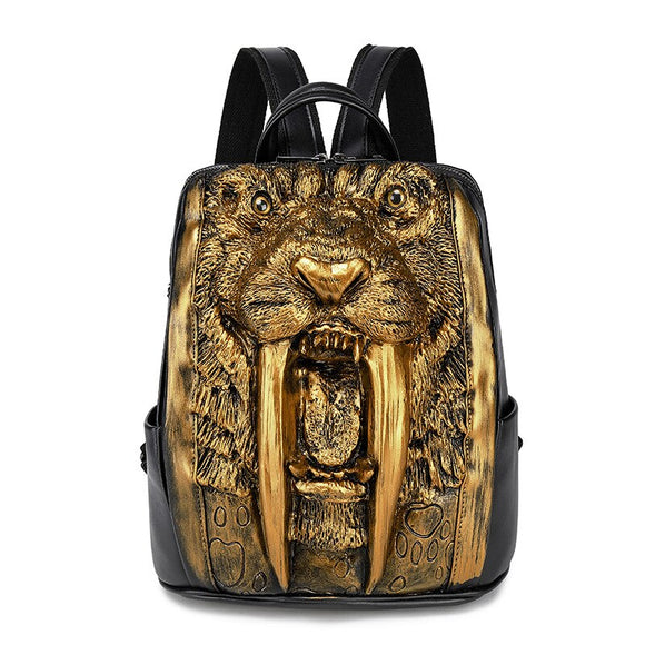  Women Relief Embossed 3D Walrus Backpack Creative Schoolbag Laptop Handbag Rock Punk Rivets Rucksack Waterproof Travel Backpack Mart Lion - Mart Lion