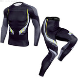 Thermal underwear set Men's clothing Compression sports Quick-drying jogging suit Winter warm MMA Mart Lion Gray XL 