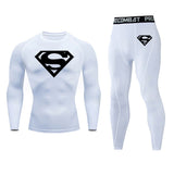 Winter Sports Fitness Clothing Long Johns Men's 2-pc/Set Warm Shirt Leggings Thermal Underwear Track Sport Suits Jogging Suit Mart Lion White L 