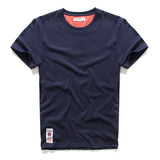 Men's T-shirt Cotton Solid Color t shirt Men's Causal O-neck Basic Male Classical Tops Mart Lion Blue05 M 