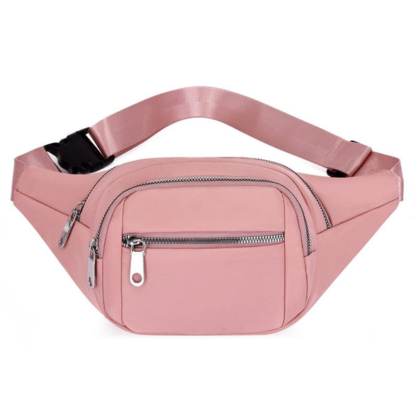 Casual Women Waist Bag Chest Bag Multi-Function Crossbody Pouch Nylon Travel Phone Pouch Female Hip Belt Bags Fanny Pack Mart Lion Pink  