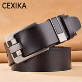 Vintage Pin Buckle Men's Belt Cow Genuine Leather Luxury Strap Belts Jeans Mart Lion Auburn China 100cm 28to29Inch