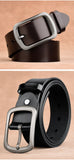 Real Cow Genuine Leather Belt Men's Cowboy Cowskin Pin Buckle Waist Belts for Jeans Mart Lion   