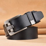 Vintage Pin Buckle Men's Belt Cow Genuine Leather Luxury Strap Belts Jeans Mart Lion Black China 100cm 28to29Inch