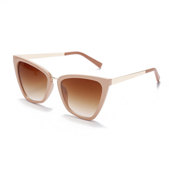 Brand Style Luxury Cat Sunglasses Women Oversized Female Vintage Round Big Frame Outdoor UV400 NX Mart Lion brown  