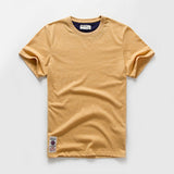 Men's T-shirt Cotton Solid Color t shirt Men's Causal O-neck Basic Male Classical Tops Mart Lion Lyellow61 M 