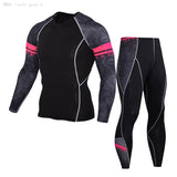 Winter Sports Fitness Clothing Long Johns Men's 2-pc/Set Warm Shirt Leggings Thermal Underwear Track Sport Suits Jogging Suit Mart Lion Pink L 