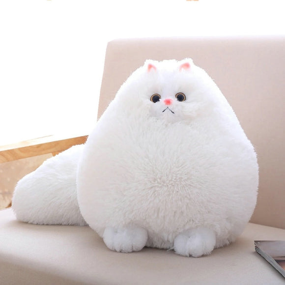 Super Round Snow White Stuffed Persian Cat Big Long Tail Plush Soft Cat Toys for Children home Decorate Simulation animal Mart Lion   