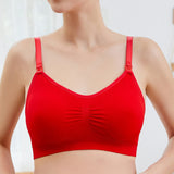 Nursing Bra Without Bones Maternity Bras Pregnancy Clothes Prevent Sagging Breastfeeding Women Breathable Lactancia Feeding Mart Lion red S China