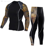 Thermal underwear set Men's clothing Compression sports Quick-drying jogging suit Winter warm MMA Mart Lion Turquoise L 