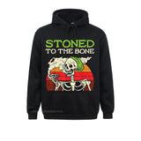 Stoned To The Bone Skeleton Smoking Weed Halloween Pot Hoodie Slim Fit Women Sweatshirts Long Sleeve Hoodies Hoods Mart Lion Black S 