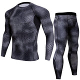 Thermal underwear set Men's clothing Compression sports Quick-drying jogging suit Winter warm MMA Mart Lion Silver L 